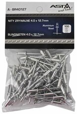 Trhací nýty hliník-ocel, 4,0 x 12,7 mm, s plochou hlavou, sada 100 ks - ASTA